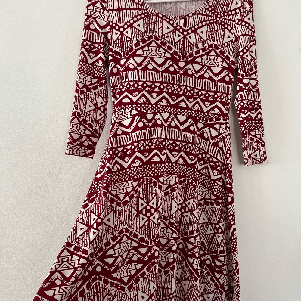 Geometric Patterned Red Dress - Picture 1 of 2
